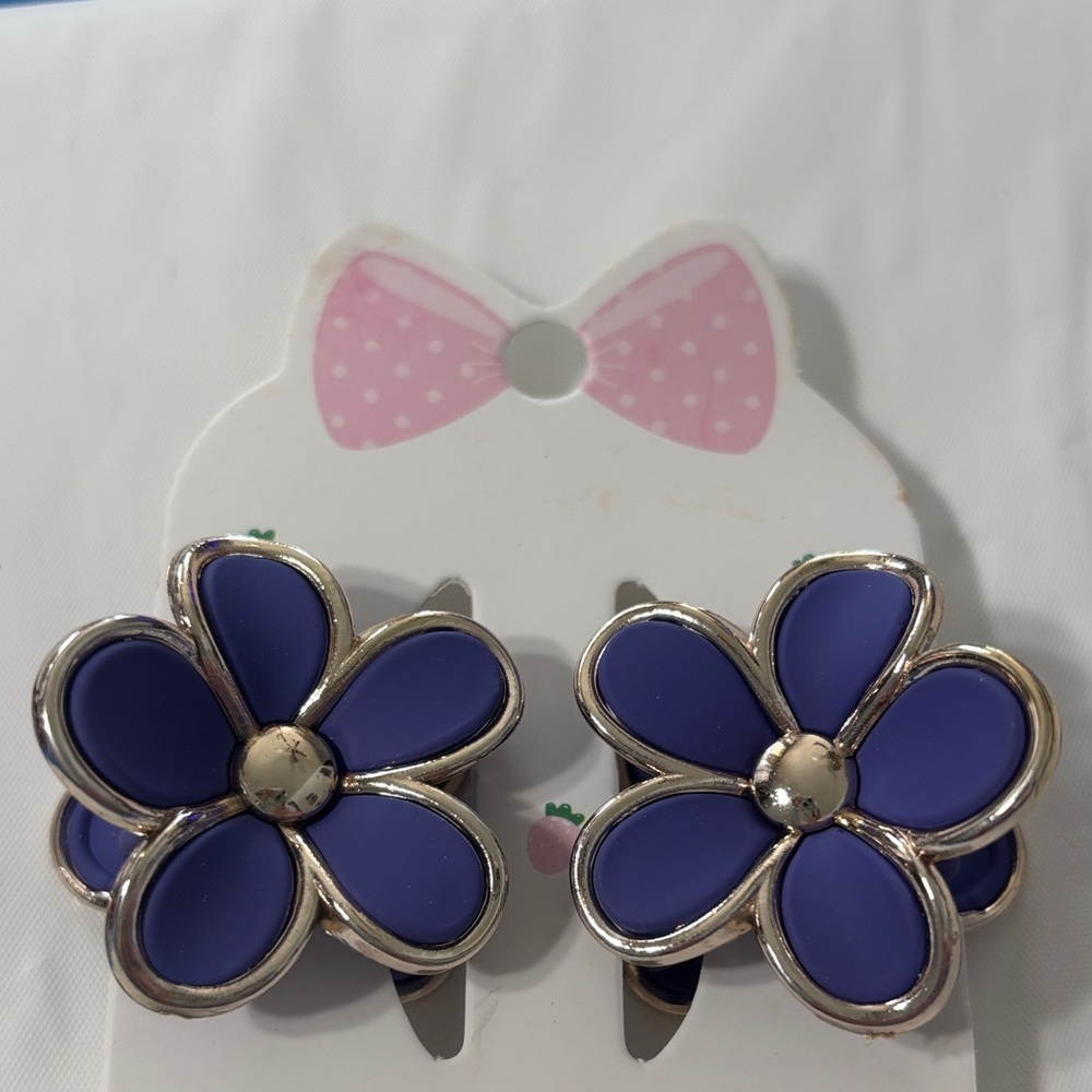 Purple Flower Hair Clips (1 Pair)